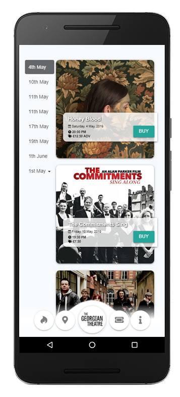 Georgian Theatre app - secondary mobile screen